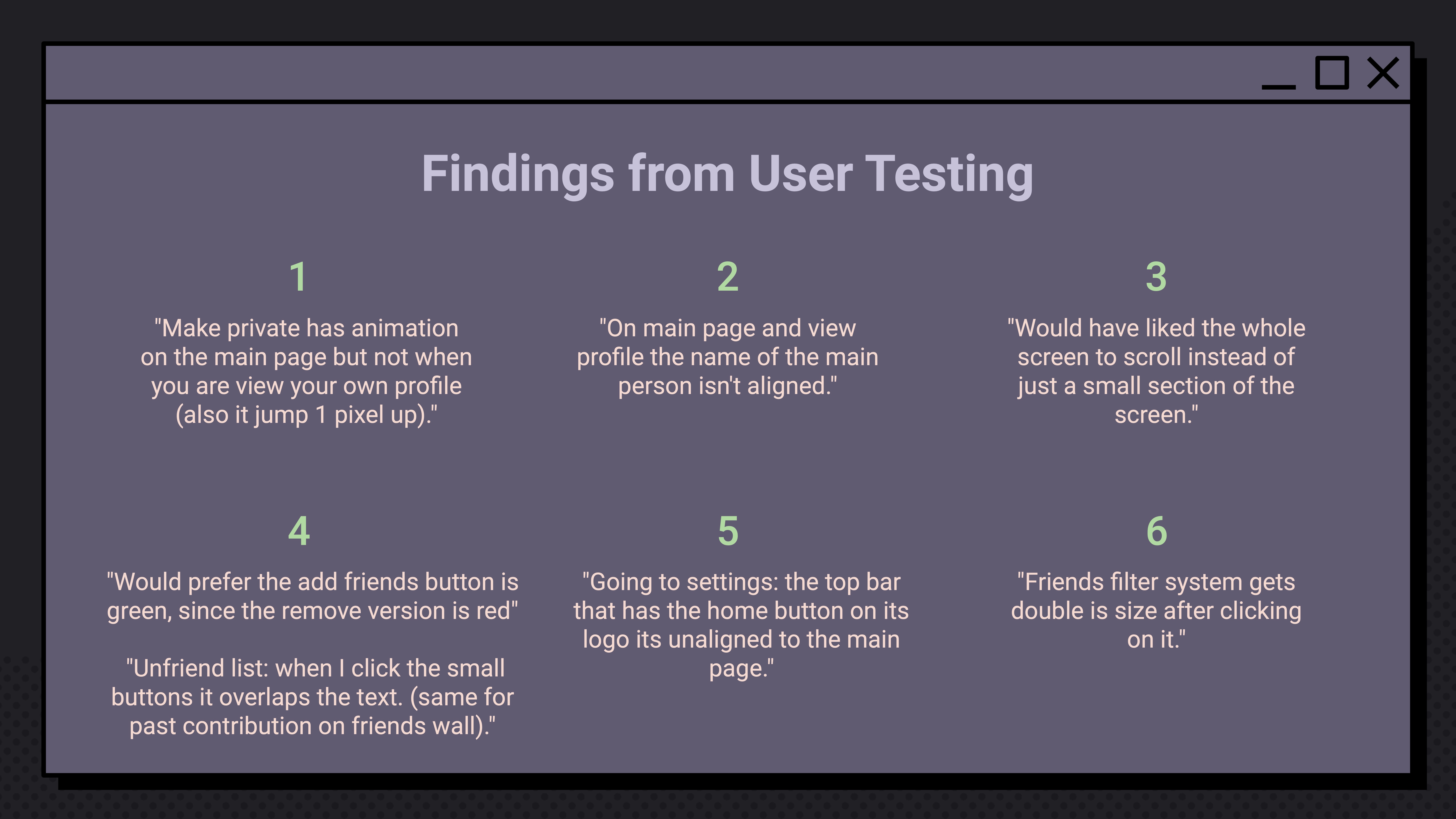 User Test Findings 1
